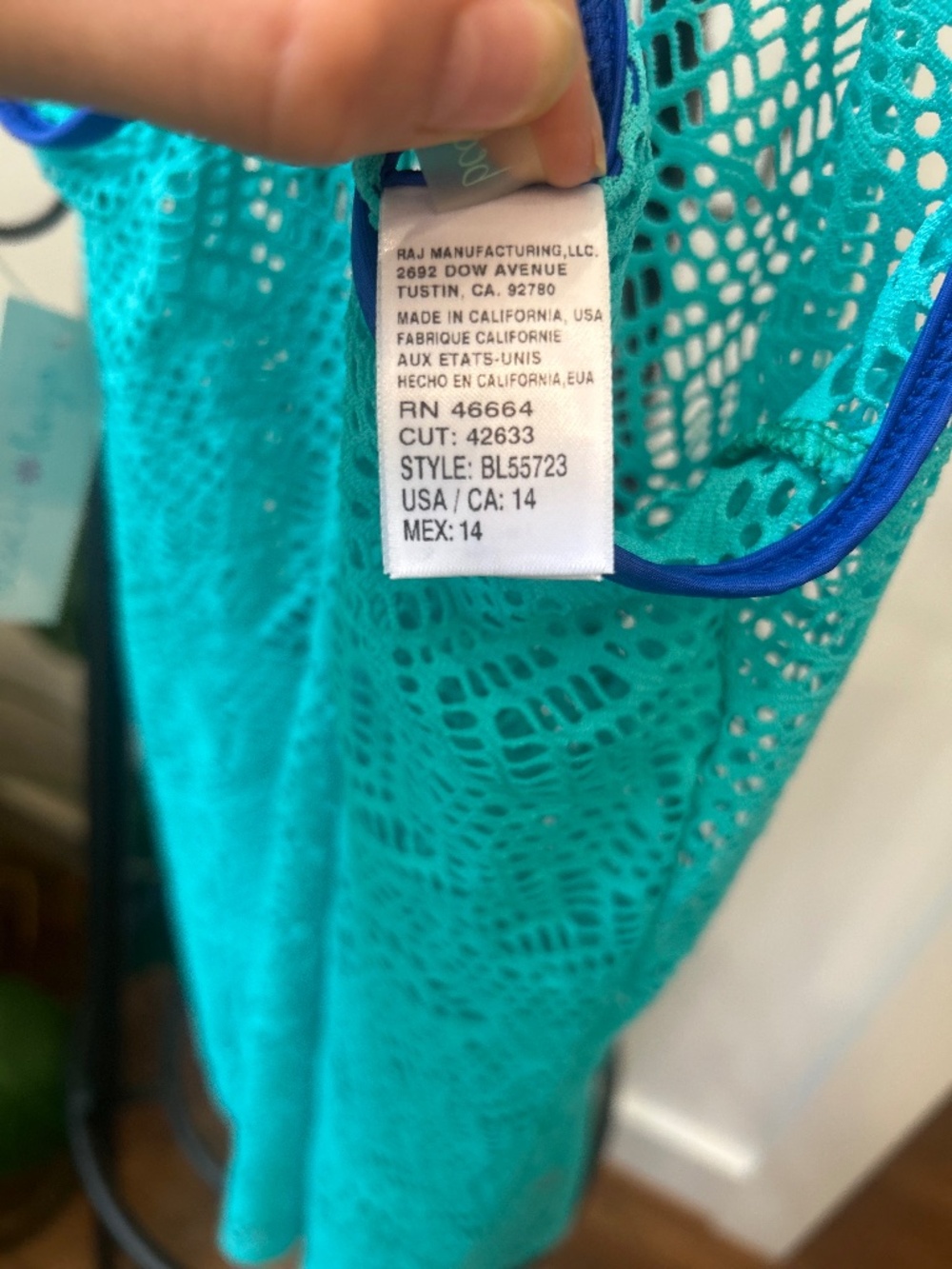 Beach lingo, youth, teal, size fourteen, swim suit coverup